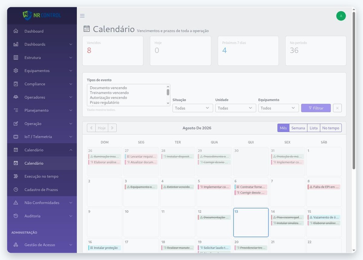 Calendário de vencimentos e prazos